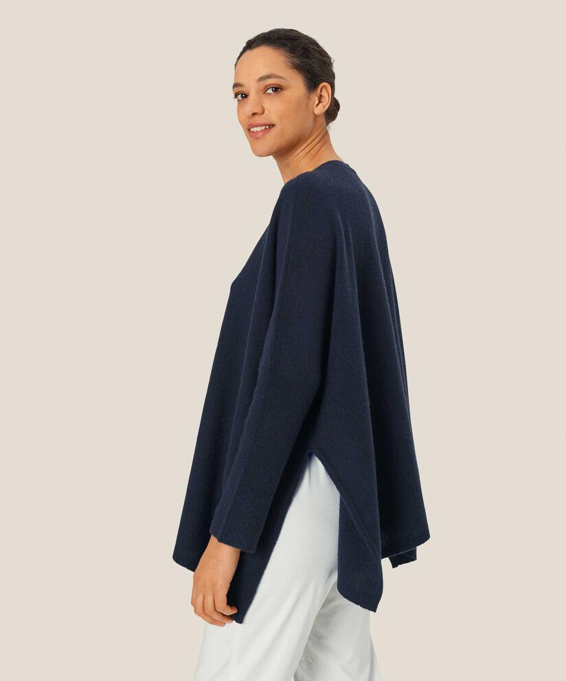 pull en laine oversize à col rond, Mood Indigo