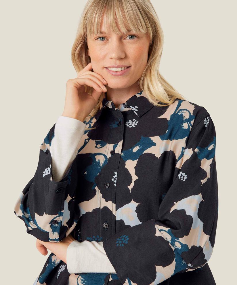 chemise en coton fleuri à manches 3/4, Moonlit Ocean