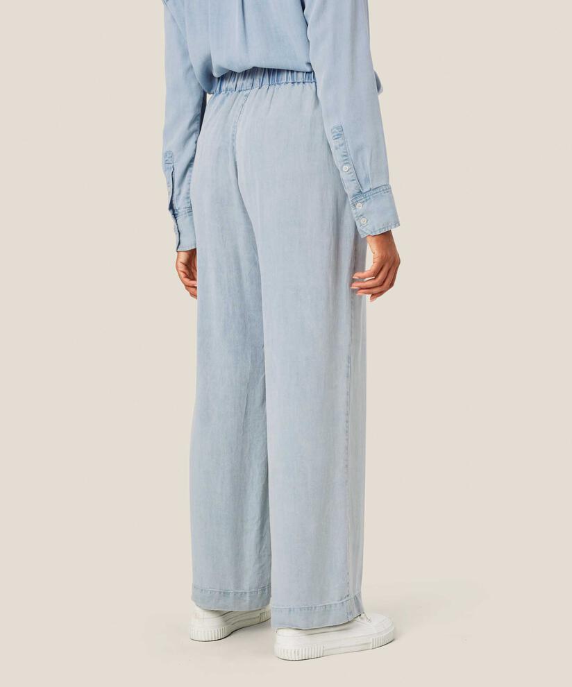 Pantalon en denim doux avec taille élastique et poches fendues, Light Denim