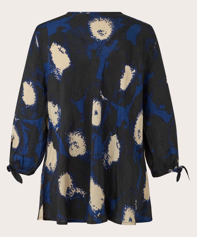 Blouse en viscose avec col en V, Maritime Blue