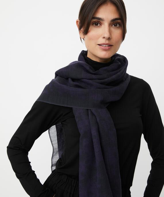 écharpe en laine mélangée à motifs, Navy Blazer