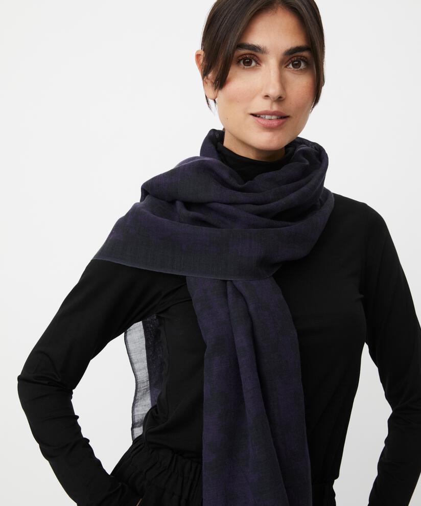 écharpe en laine mélangée à motifs, Navy Blazer