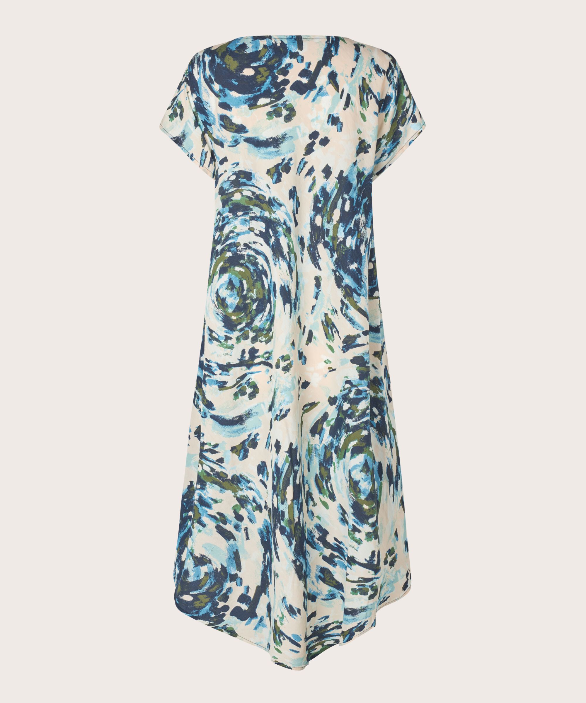 Robe En Viscose Imprimée À Col V, Cendre Blue