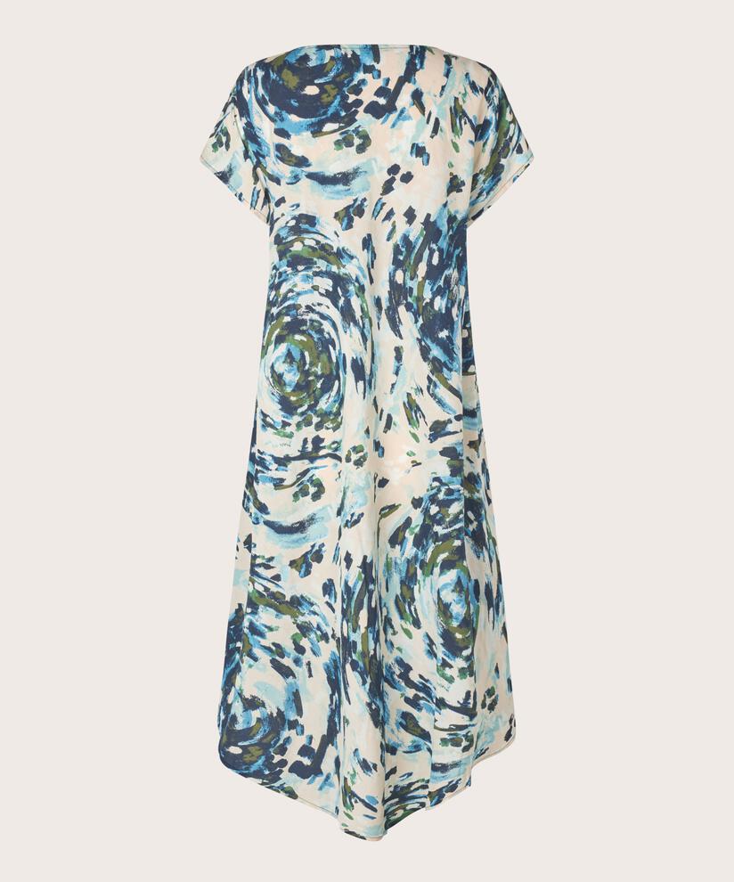 Robe En Viscose Imprimée À Col V, Cendre Blue