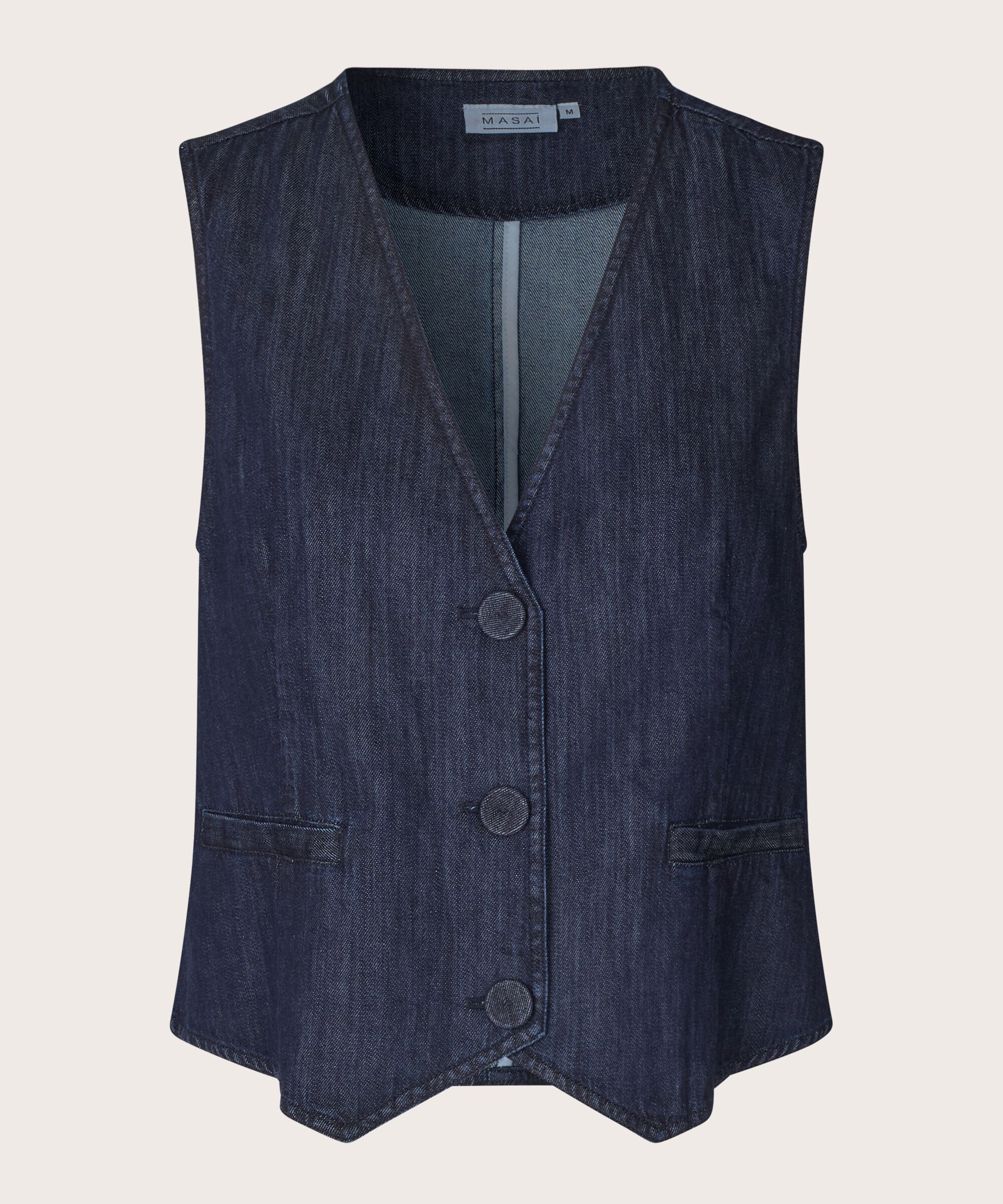 gilet classique en denim doux, Dark Denim
