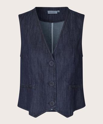 gilet classique en denim doux, Dark Denim
