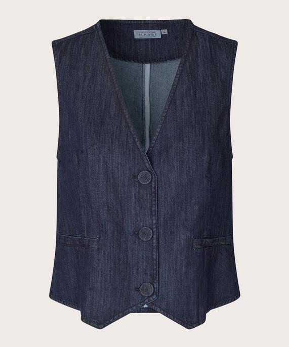 gilet classique en denim doux, Dark Denim