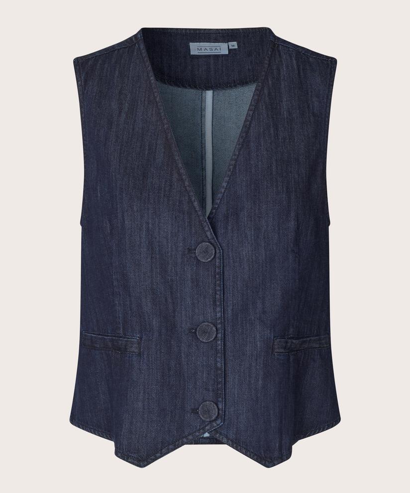 gilet classique en denim doux, Dark Denim