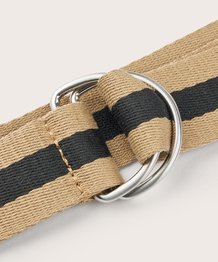 Ceinture en tissu rayé avec fermeture à boucle, Safari