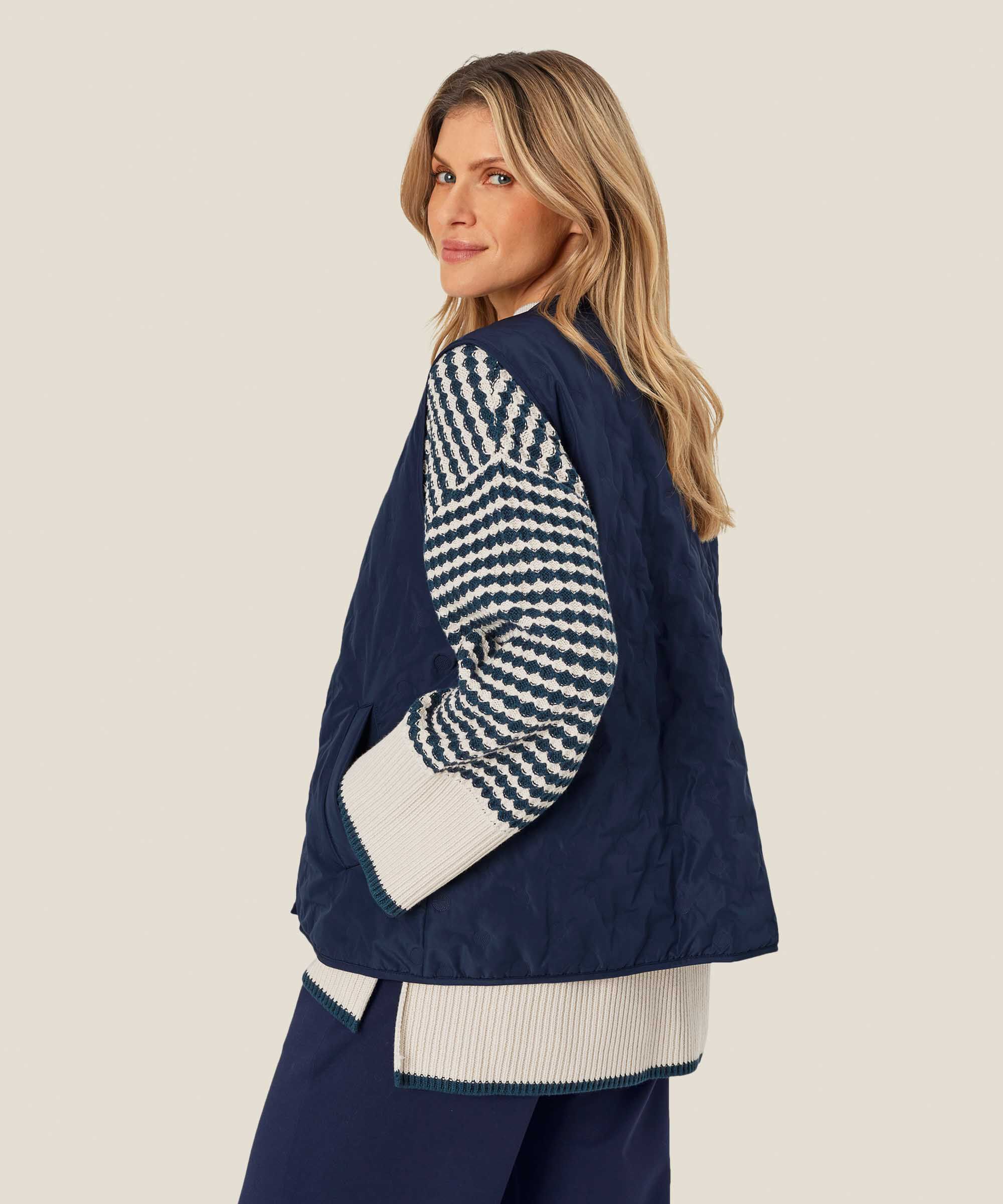 gilet matelassé avec fermeture à bouton-pression, Mood Indigo