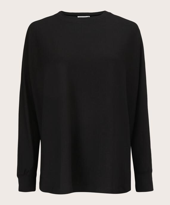 top en jersey doux à manches chauve-souris, Black