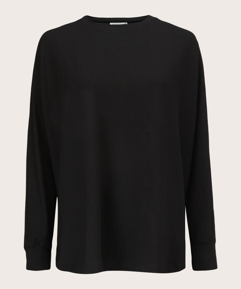 top en jersey doux à manches chauve-souris, Black