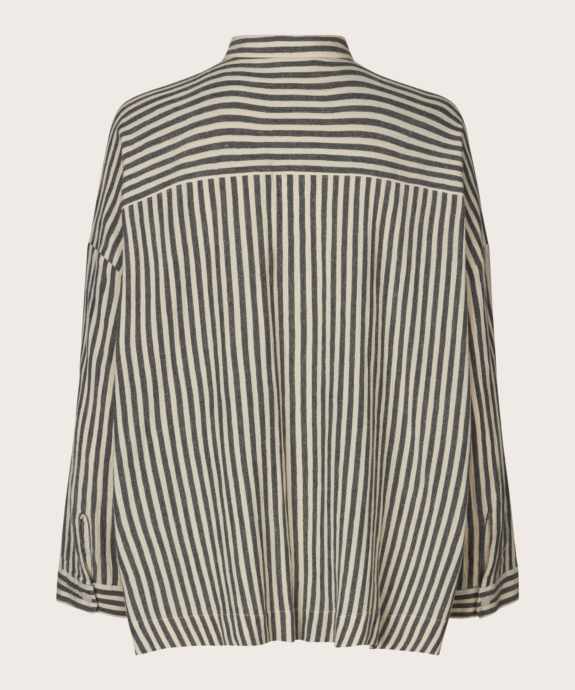 chemise rayée en mélange de coton, Black