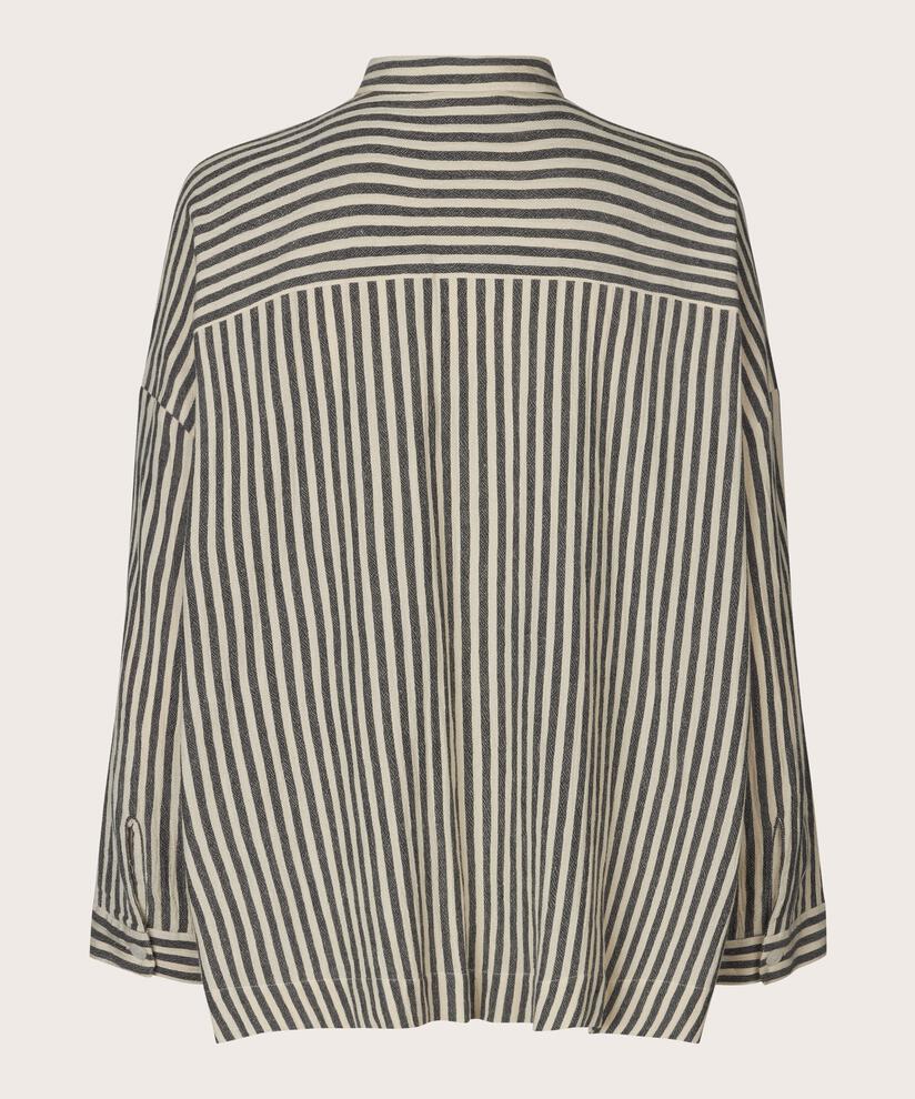chemise rayée en mélange de coton, Black