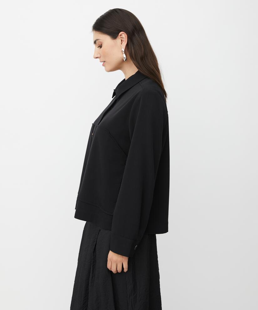 veste avec plis dans le dos et poches décoratives, Black