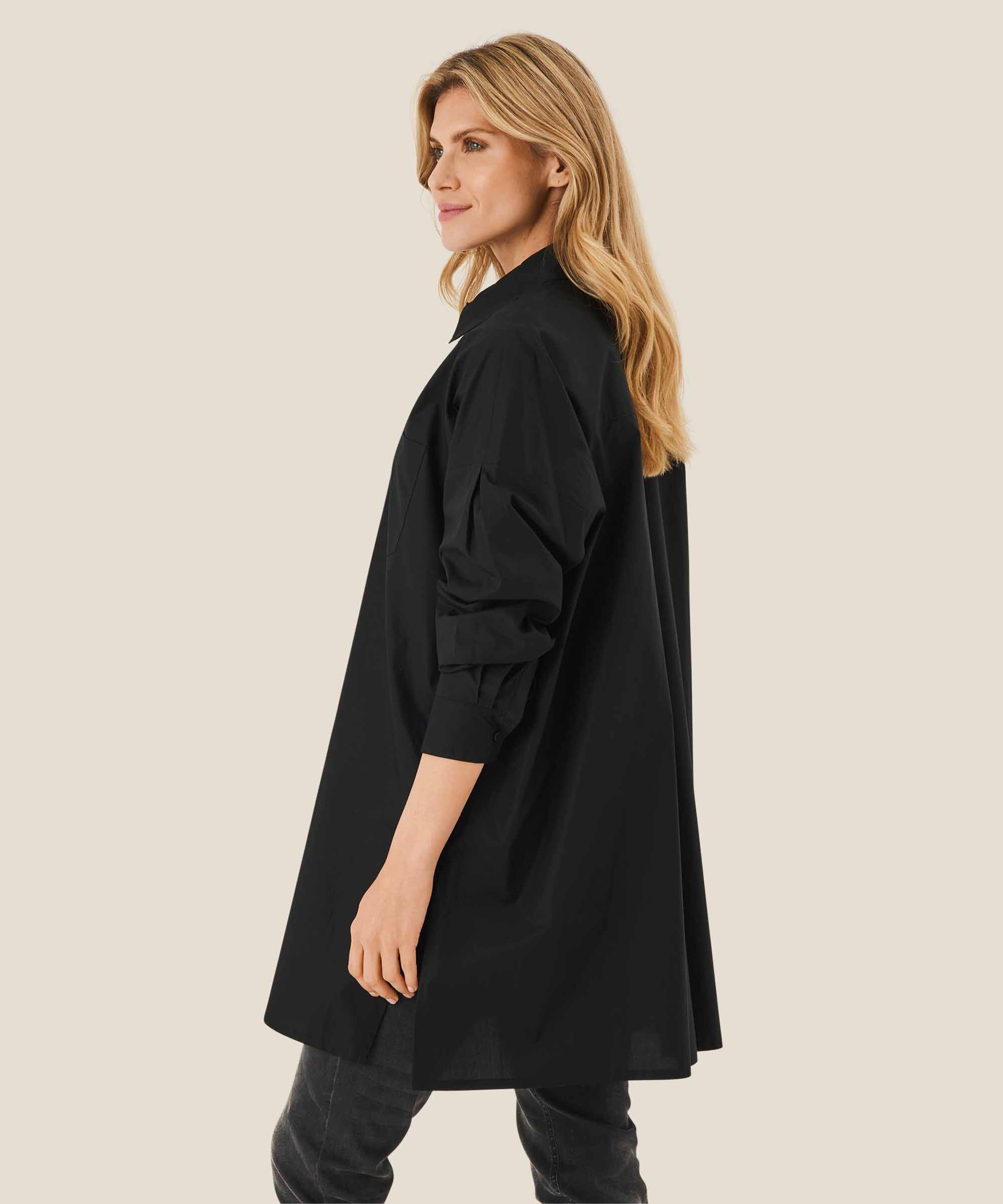 chemise boutonnée en coton, Black