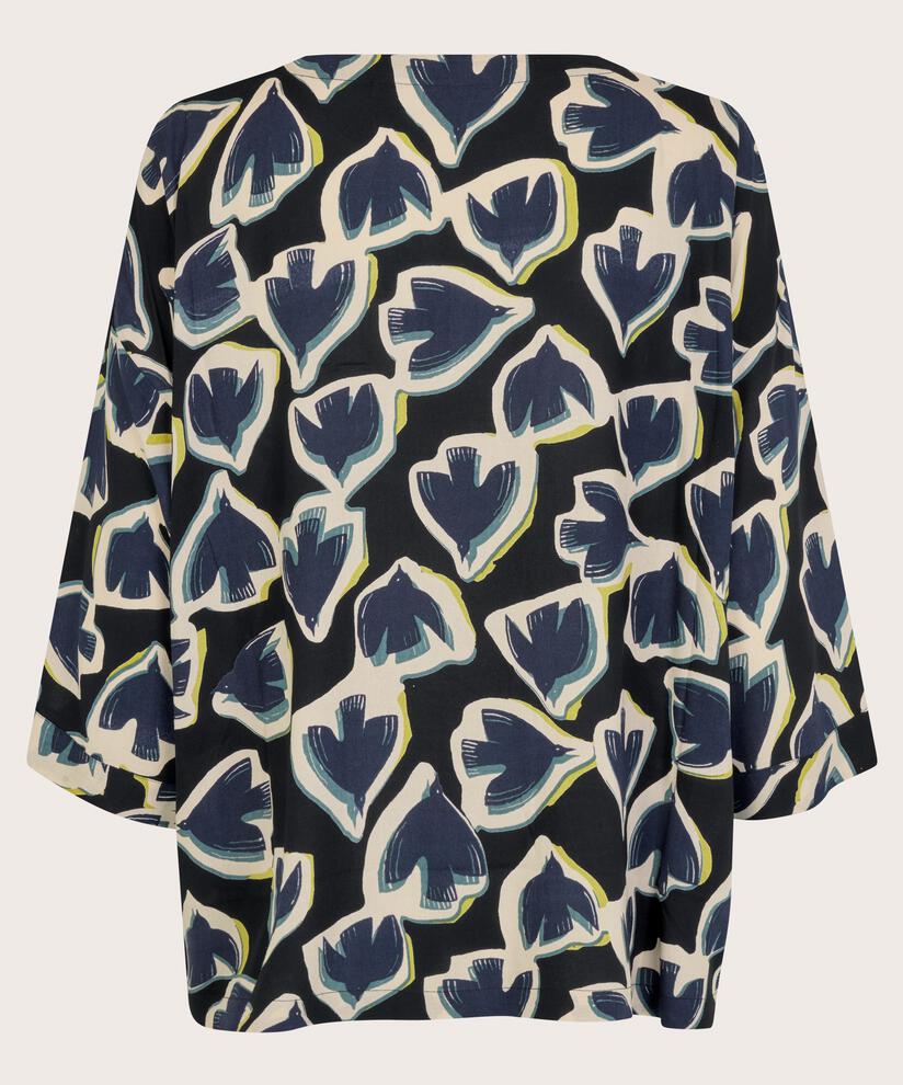 Blouse En Viscose À Manches 3/4, Maritime Blue