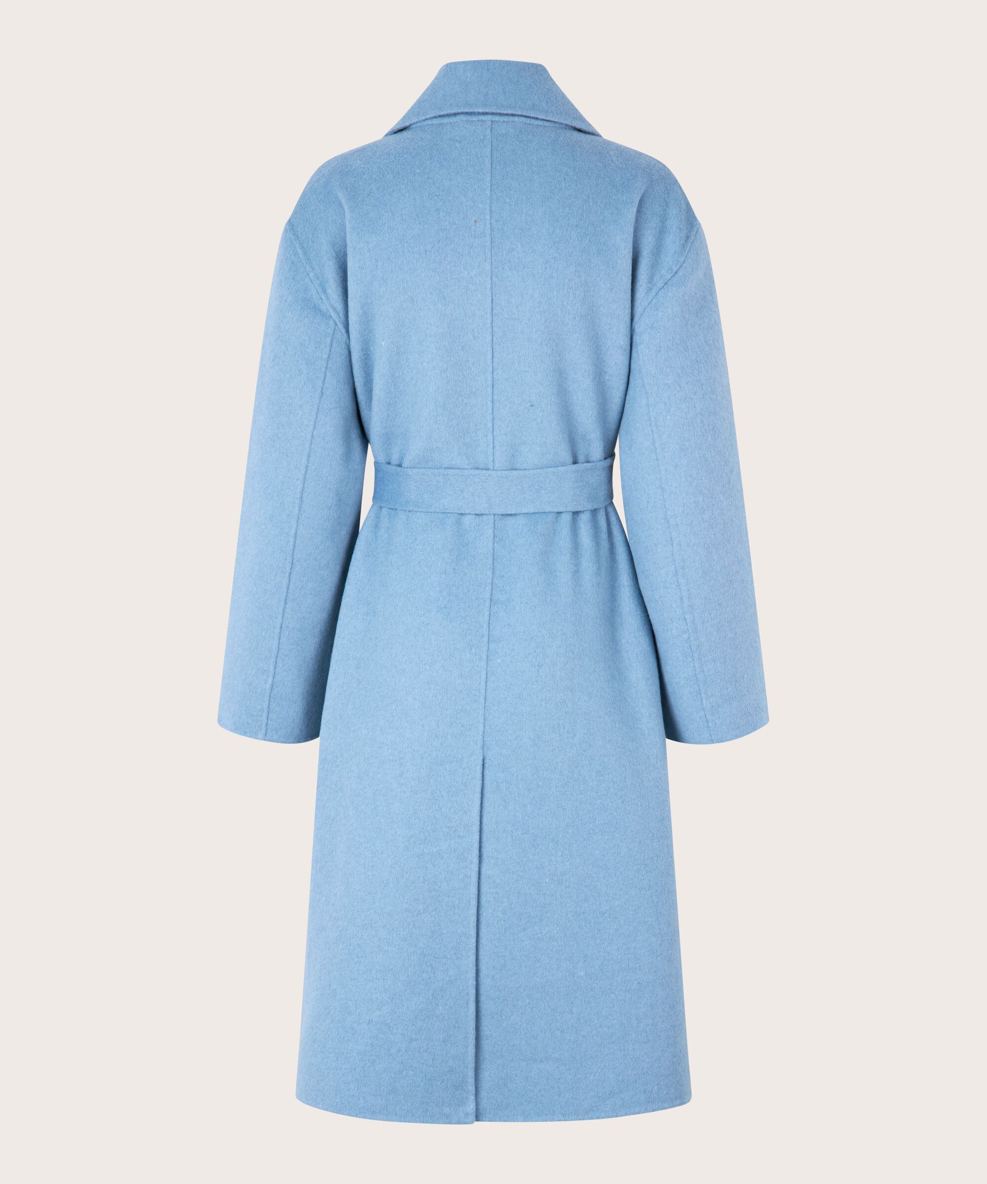 manteau long en laine avec liens, Ashley Blue