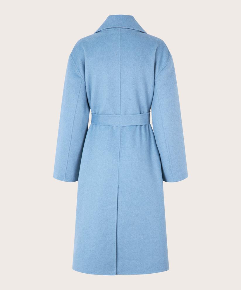 manteau long en laine avec liens, Ashley Blue