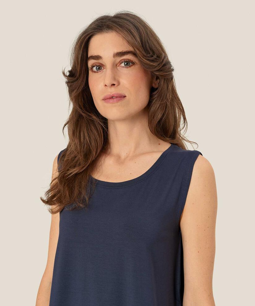 Top En Jersey Sans Manches À Col Rond, Mood Indigo