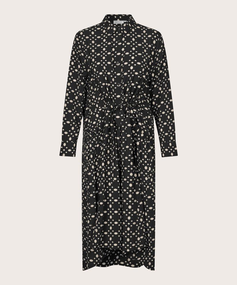 robe boutonnée en viscose avec liens, Black