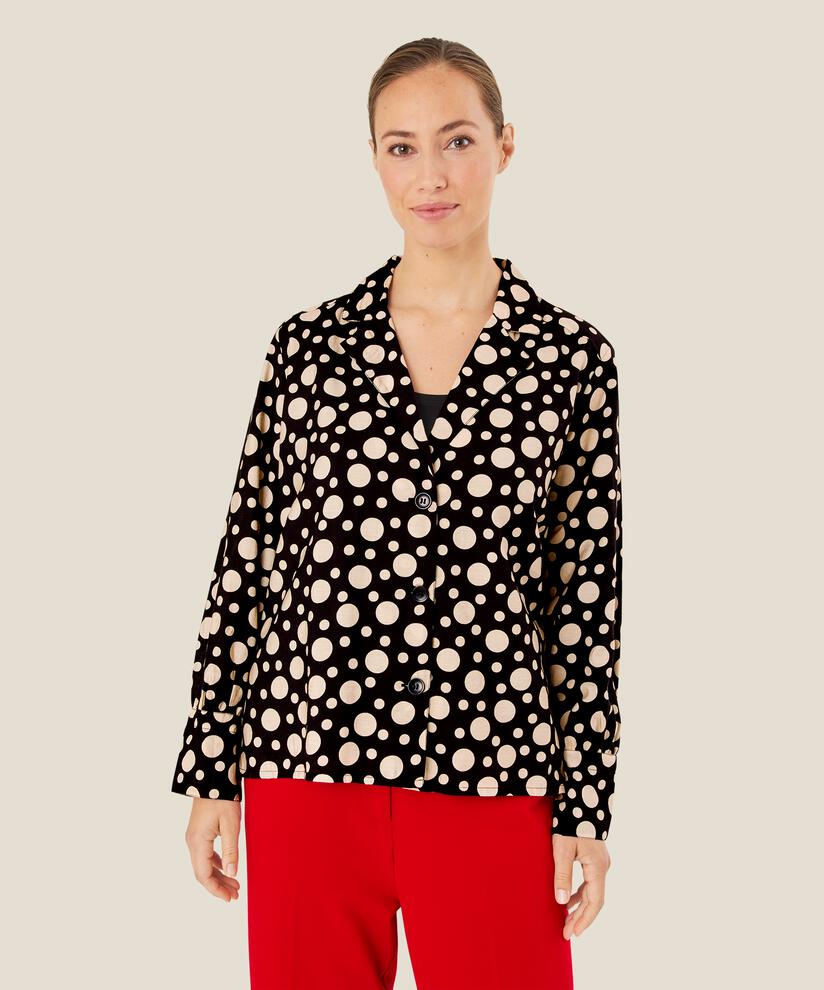 Veste chemise à pois en viscose, Black
