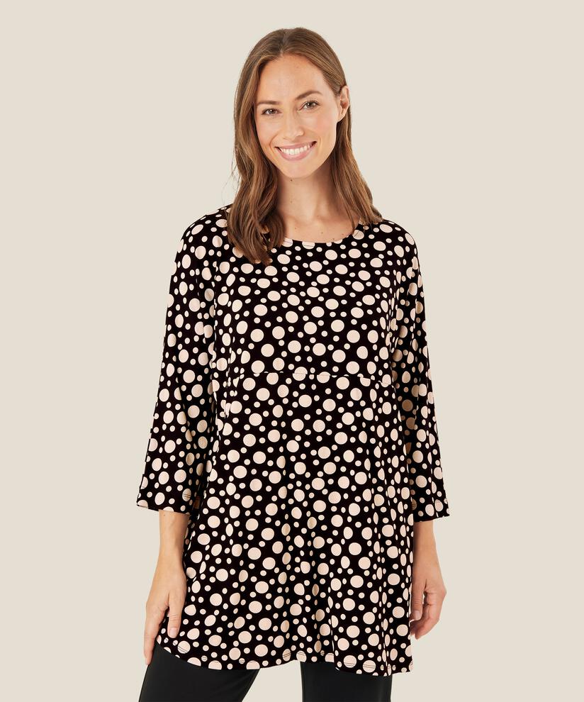 Tunique Imprimée À Manches Longues, Black