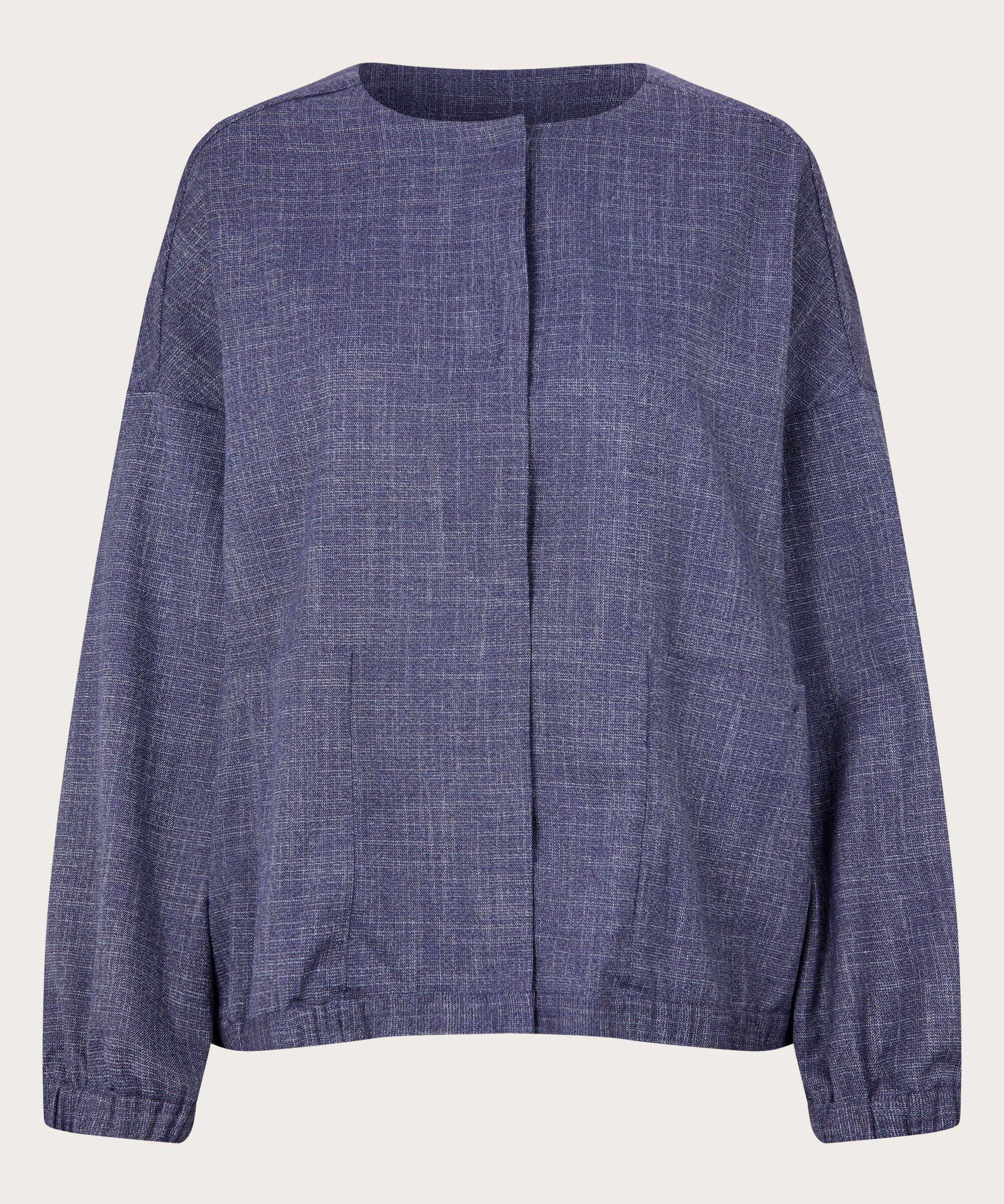 veste à col rond avec fermeture à boutons cachés, Navy Blazer