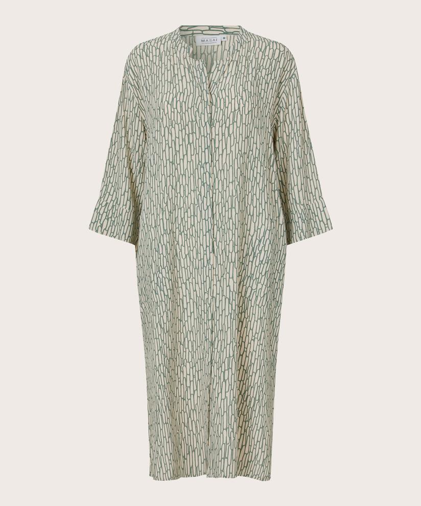 Robe Chemise En Viscose Imprimée Avec Poches, Balsam Green