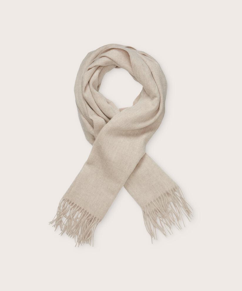 grande écharpe en laine à franges, L beige mel