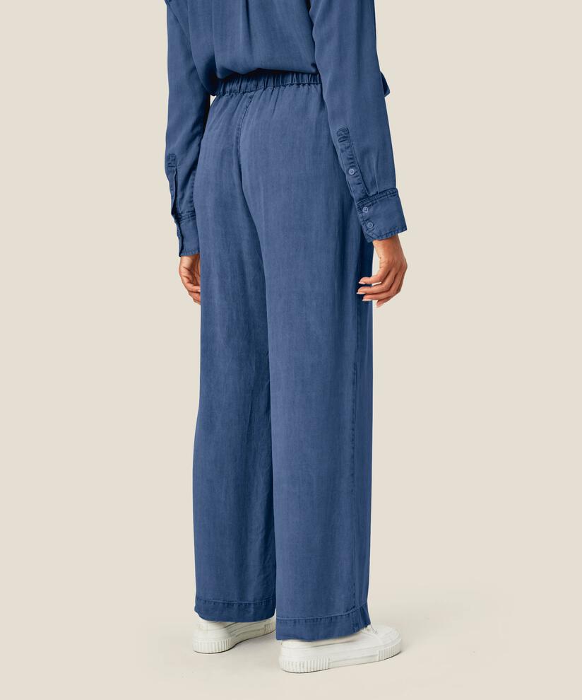 Pantalon en denim doux avec taille élastique et poches fendues, Washed denim