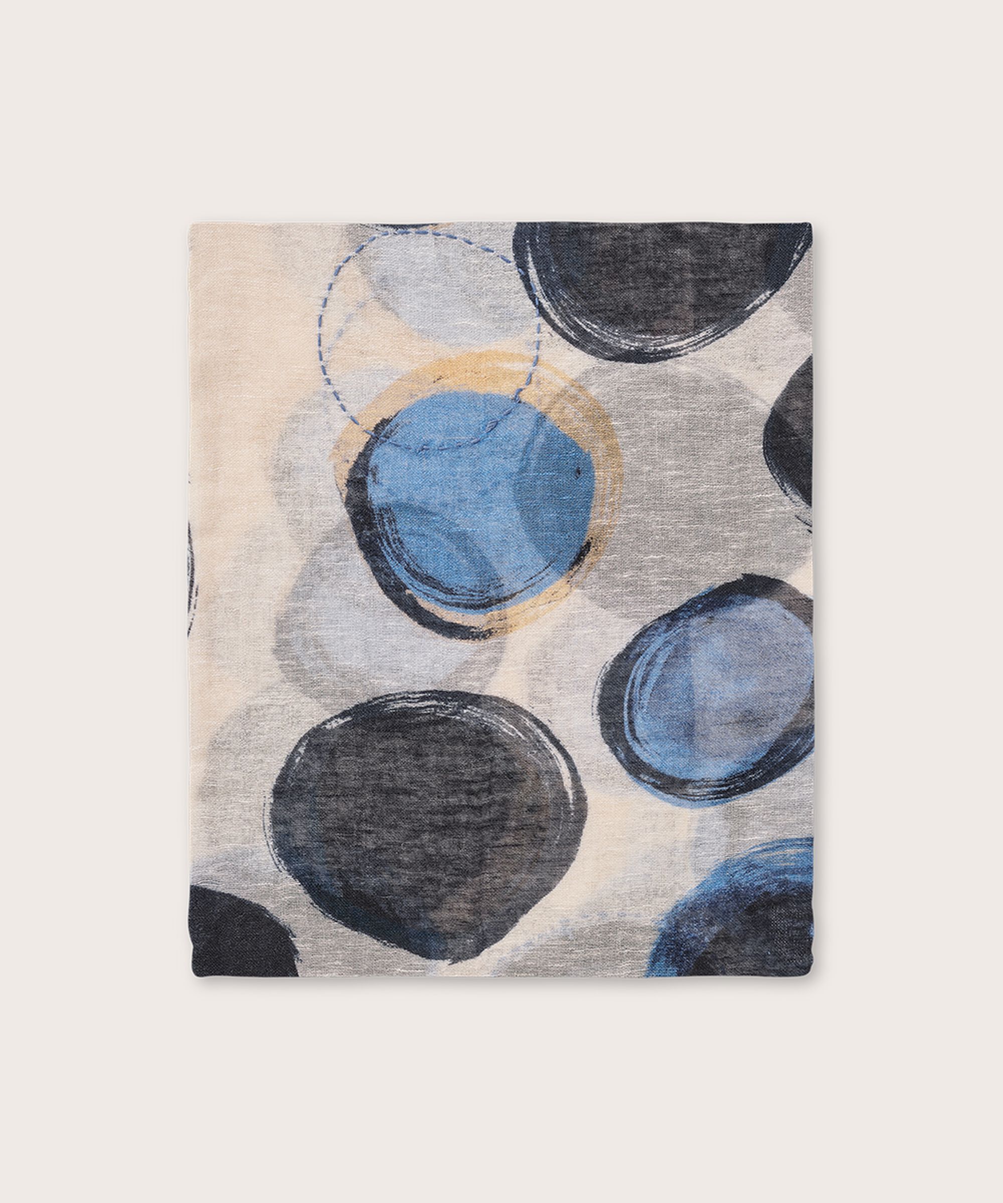 écharpe à motif en mélange de lin, Ultramarine