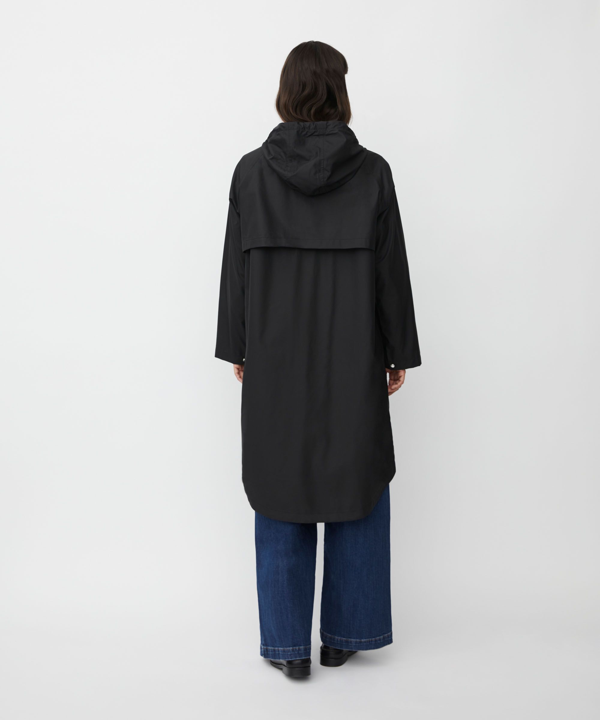 imperméable avec capuche et fermeture éclair à double curseur, Black