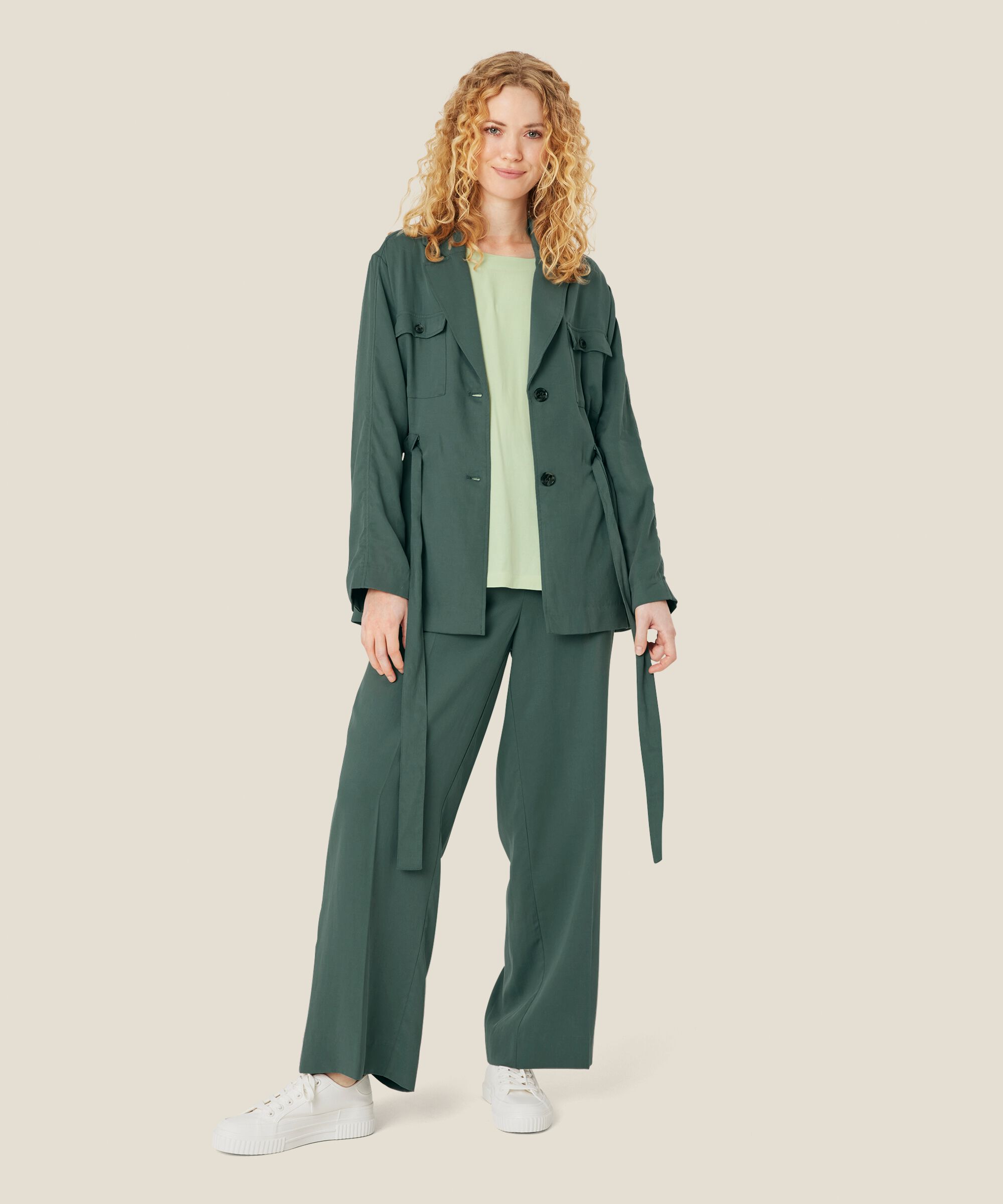 veste avec poches et liens à la taille, Balsam Green
