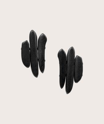 Boucles d'oreilles avec perles en bois noires, Black