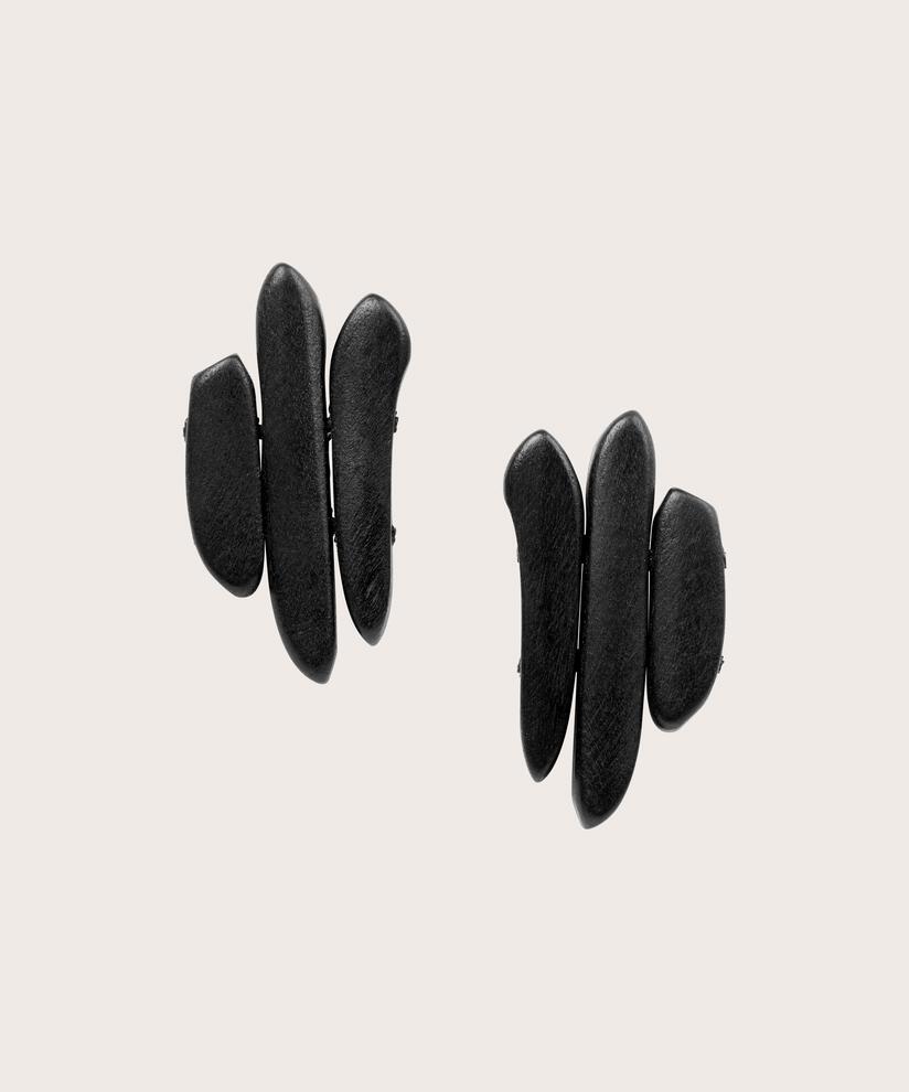 Boucles d'oreilles avec perles en bois noires, Black