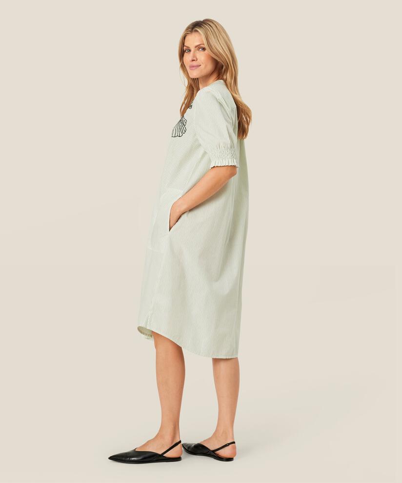 robe chemise en coton avec broderie, Frosty Green