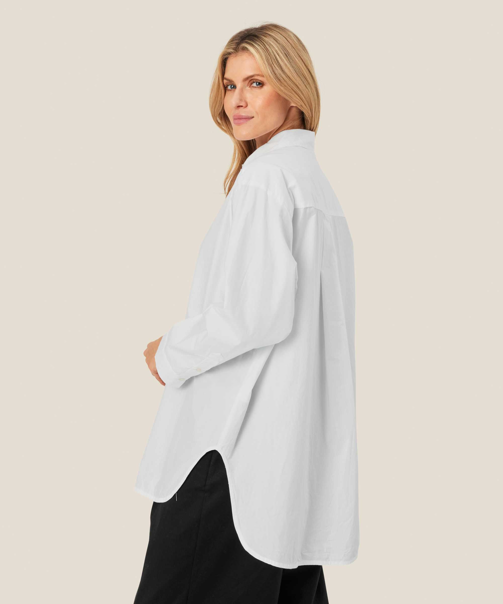 Chemise Classique En Coton À Bords Arrondis, White