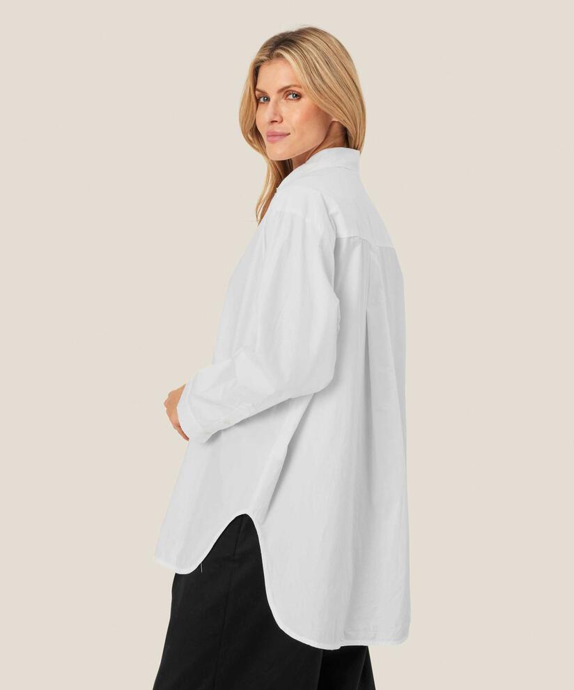 Chemise Classique En Coton À Bords Arrondis, White