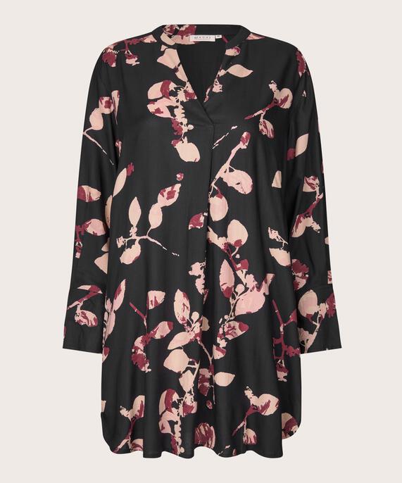tunique en viscose à motifs avec col en V, Tawny Port