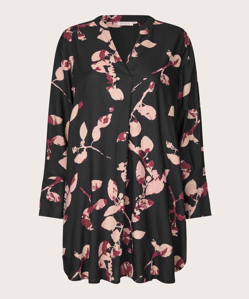 tunique en viscose à motifs avec col en V, Tawny Port
