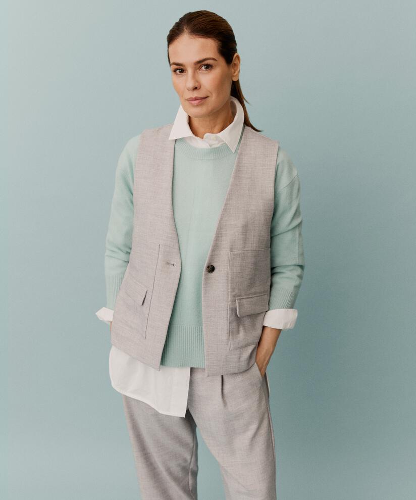 gilet avec dos ouvert et liens, L. Grey mel.