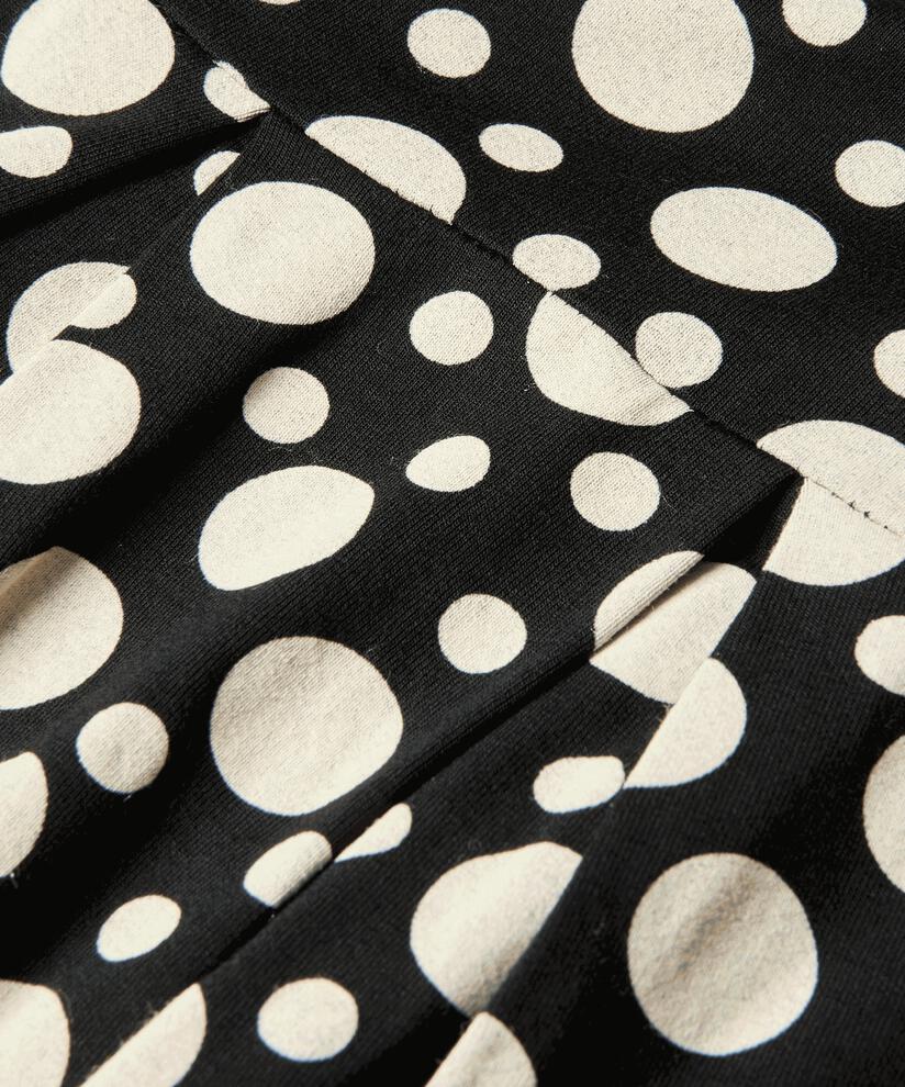 robe tulipe à motifs avec manches longues, Black