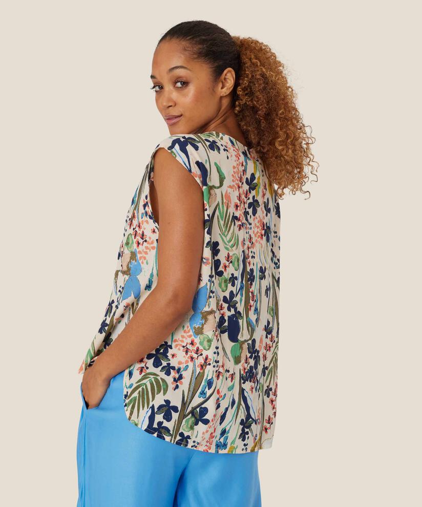 top en viscose imprimé avec col en V, Marina