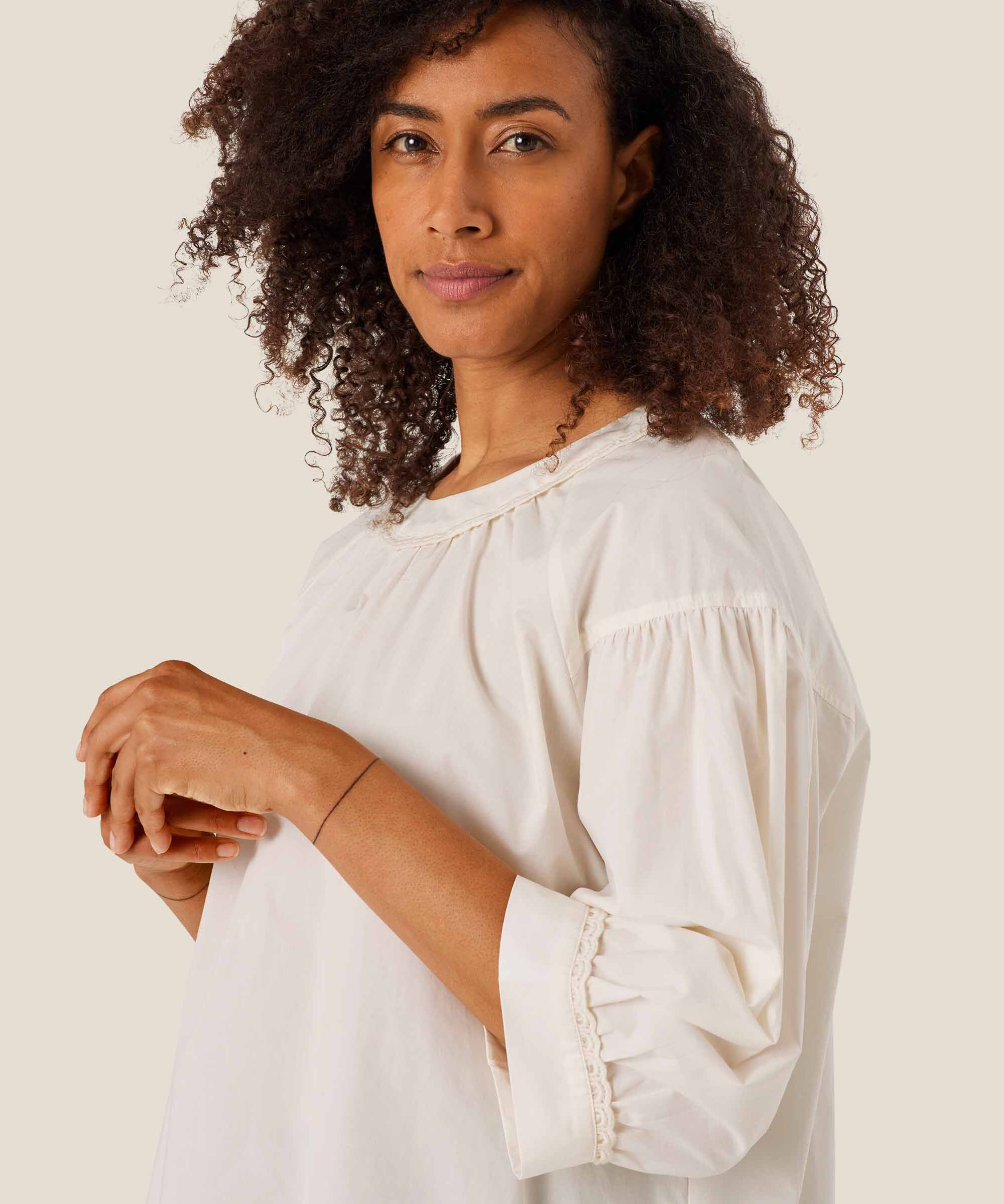 blouse en coton avec détails en dentelle, Jet Stream