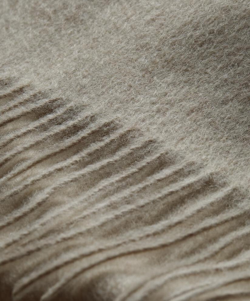 grande écharpe en laine à franges, L beige mel
