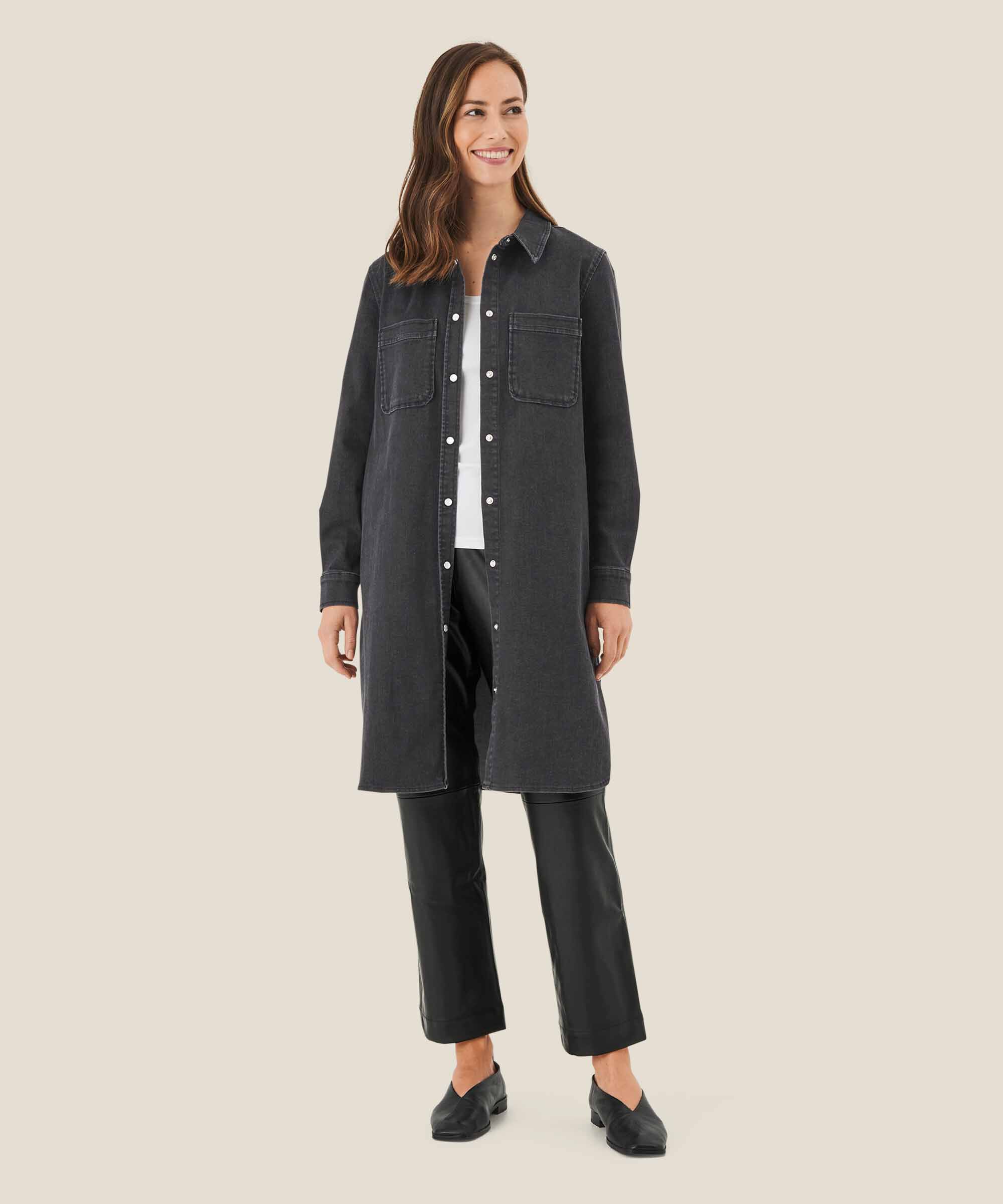 robe en jean boutonnée, Black