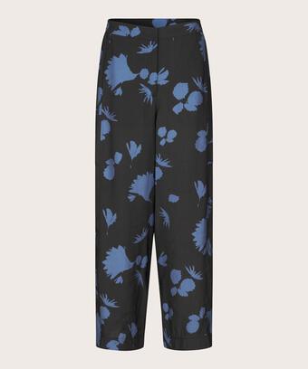 pantalon imprimé avec élastique sur le côté, Gray Blue