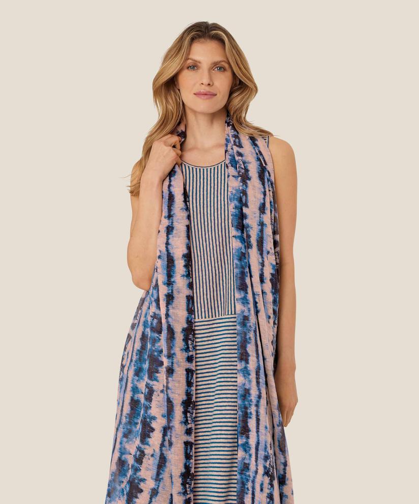 écharpe à motif batik en mélange de coton, Navy Peony