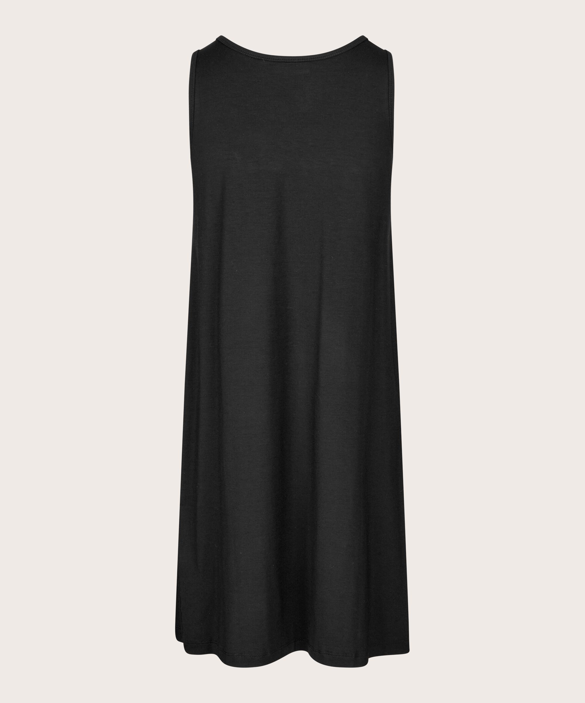 fond de robe en jersey à col rond, Black